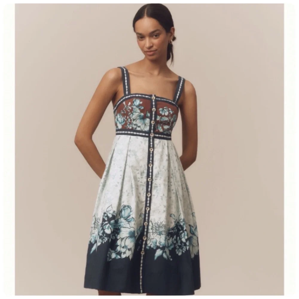 NWT Anthropologie Maeve Sleeveless Square-Neck Button-Front Midi Dress, L - Picture 3 of 14